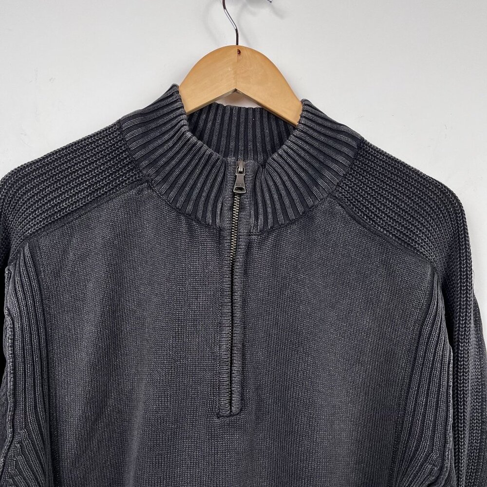 BKE 1/4 Zip Sweater Mens XL Athletic Fit Black 100% Cotton Winter - Picture 7 of 7